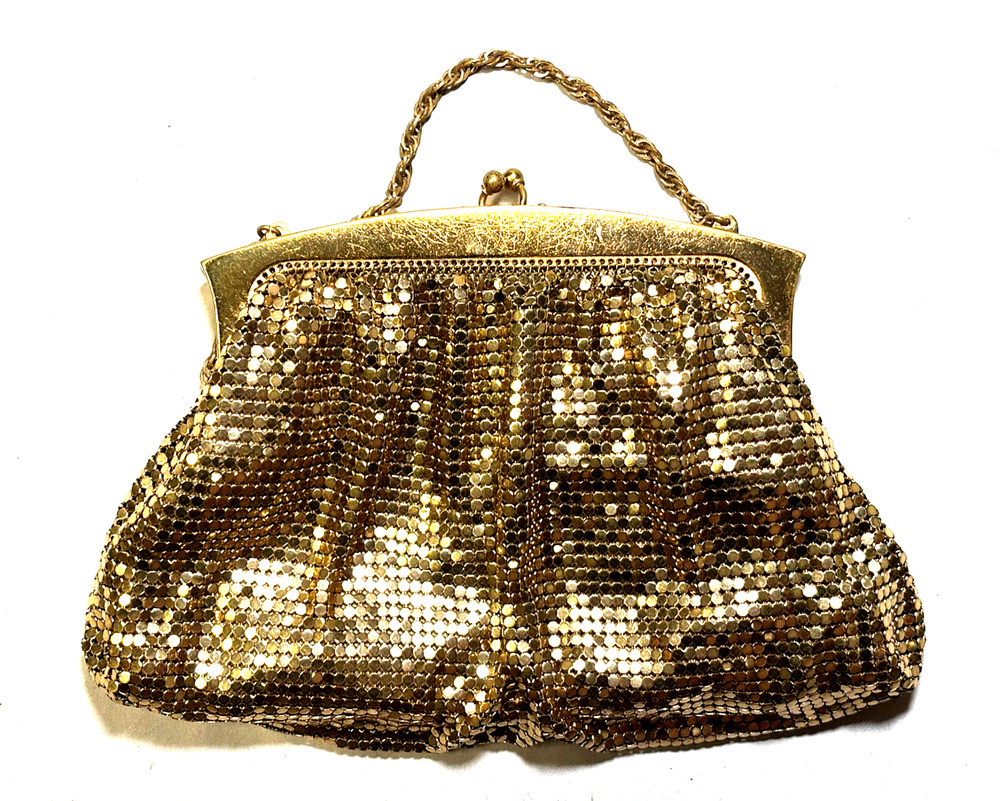 Vintage Whiting & Davis Gold Tone Mesh Coin Purse 7x4